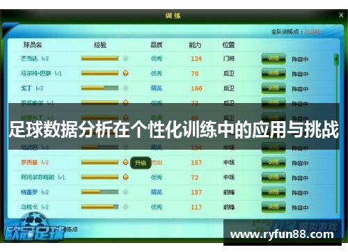 足球数据分析在个性化训练中的应用与挑战
